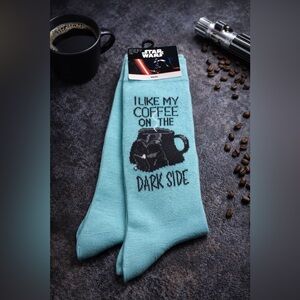Disney Stars Wars “I Like My Coffee On The Dark Side” Socks NWT